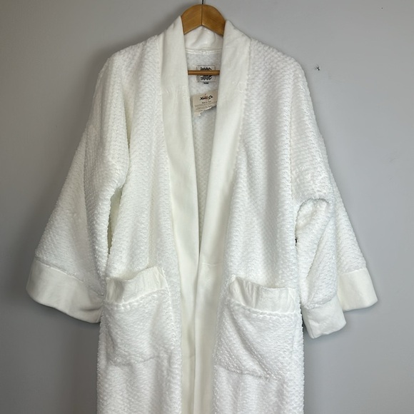 NEW Keiki Co. Luxury Long Spa Robe SM White Plush Kimono Style Bathrobe USA Made - Picture 7 of 16